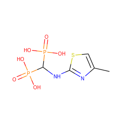 Cc1csc(NC(P(=O)(O)O)P(=O)(O)O)n1 ZINC000028471464