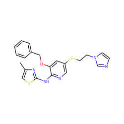 Cc1csc(Nc2ncc(SCCn3ccnc3)cc2OCc2ccccc2)n1 ZINC000096284845