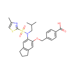 Cc1csc(S(=O)(=O)N(CC(C)C)c2cc3c(cc2OCc2ccc(C(=O)O)cc2)CCC3)n1 ZINC000033973857