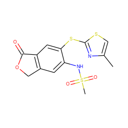 Cc1csc(Sc2cc3c(cc2NS(C)(=O)=O)COC3=O)n1 ZINC000000838822