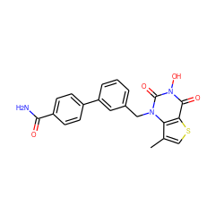 Cc1csc2c(=O)n(O)c(=O)n(Cc3cccc(-c4ccc(C(N)=O)cc4)c3)c12 ZINC000028356234