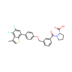 Cc1csc2c(-c3ccc(OCc4cccc(C(=O)N5CCC[C@H]5C(=O)O)c4)cc3)cc(F)c(F)c12 ZINC000224589820