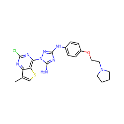 Cc1csc2c(-n3nc(Nc4ccc(OCCN5CCCC5)cc4)nc3N)nc(Cl)nc12 ZINC000137631180