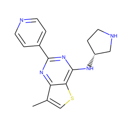 Cc1csc2c(N[C@@H]3CCNC3)nc(-c3ccncc3)nc12 ZINC000223686726