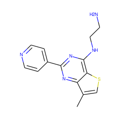 Cc1csc2c(NCCN)nc(-c3ccncc3)nc12 ZINC000223669163