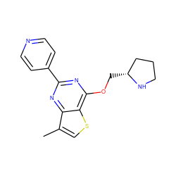 Cc1csc2c(OC[C@@H]3CCCN3)nc(-c3ccncc3)nc12 ZINC000221523746