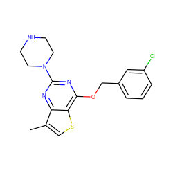 Cc1csc2c(OCc3cccc(Cl)c3)nc(N3CCNCC3)nc12 ZINC000045339862