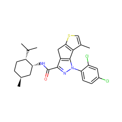 Cc1csc2c1-c1c(c(C(=O)N[C@@H]3C[C@@H](C)CC[C@@H]3C(C)C)nn1-c1ccc(Cl)cc1Cl)C2 ZINC000299832239