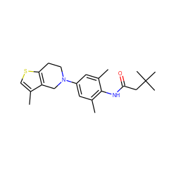 Cc1csc2c1CN(c1cc(C)c(NC(=O)CC(C)(C)C)c(C)c1)CC2 ZINC000207550025