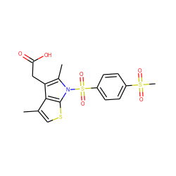 Cc1csc2c1c(CC(=O)O)c(C)n2S(=O)(=O)c1ccc(S(C)(=O)=O)cc1 ZINC000066078134