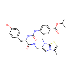 Cc1csc2n(C)c(CNC(=O)[C@H](Cc3ccc(O)cc3)NC(=O)Nc3ccc(C(=O)OC(C)C)cc3)c[n+]12 ZINC000095561909