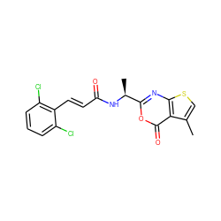 Cc1csc2nc([C@H](C)NC(=O)/C=C/c3c(Cl)cccc3Cl)oc(=O)c12 ZINC000027520565