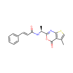 Cc1csc2nc([C@H](C)NC(=O)/C=C/c3ccccc3)oc(=O)c12 ZINC000000007518