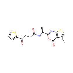 Cc1csc2nc([C@H](C)NC(=O)CCC(=O)c3cccs3)oc(=O)c12 ZINC000006523561