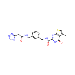 Cc1csc2nc(C(=O)NCc3cccc(CNC(=O)Cc4nc[nH]n4)c3)[nH]c(=O)c12 ZINC000114404330