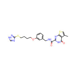 Cc1csc2nc(C(=O)NCc3cccc(OCCCCSc4nc[nH]n4)c3)[nH]c(=O)c12 ZINC000114402584