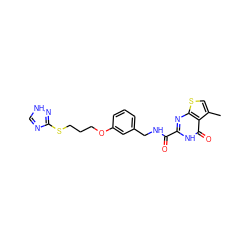 Cc1csc2nc(C(=O)NCc3cccc(OCCCSc4nc[nH]n4)c3)[nH]c(=O)c12 ZINC000114402220