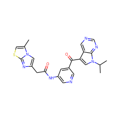 Cc1csc2nc(CC(=O)Nc3cncc(C(=O)c4cn(C(C)C)c5ncncc45)c3)cn12 ZINC000169707914