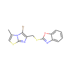 Cc1csc2nc(CSc3nc4ccccc4o3)c(Br)n12 ZINC000001509750