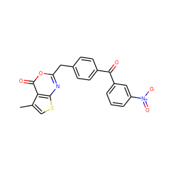 Cc1csc2nc(Cc3ccc(C(=O)c4cccc([N+](=O)[O-])c4)cc3)oc(=O)c12 ZINC000006523544