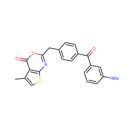 Cc1csc2nc(Cc3ccc(C(=O)c4cccc(N)c4)cc3)oc(=O)c12 ZINC000005931500