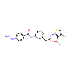 Cc1csc2nc(Cc3cccc(NC(=O)c4ccc(NN)cc4)c3)oc(=O)c12 ZINC000006523546