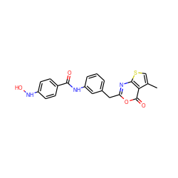 Cc1csc2nc(Cc3cccc(NC(=O)c4ccc(NO)cc4)c3)oc(=O)c12 ZINC000001903942