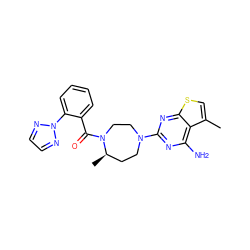 Cc1csc2nc(N3CC[C@@H](C)N(C(=O)c4ccccc4-n4nccn4)CC3)nc(N)c12 ZINC000148787073