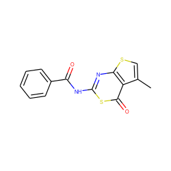 Cc1csc2nc(NC(=O)c3ccccc3)sc(=O)c12 ZINC000000119301