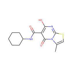 Cc1csc2nc(O)c(C(=O)NC3CCCCC3)c(=O)n12 ZINC000096298837