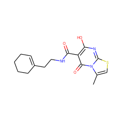 Cc1csc2nc(O)c(C(=O)NCCC3=CCCCC3)c(=O)n12 ZINC000010166699