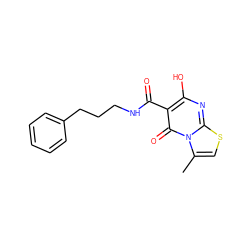 Cc1csc2nc(O)c(C(=O)NCCCc3ccccc3)c(=O)n12 ZINC000096298838