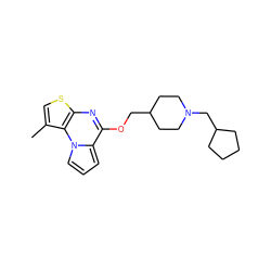 Cc1csc2nc(OCC3CCN(CC4CCCC4)CC3)c3cccn3c12 ZINC000169329304