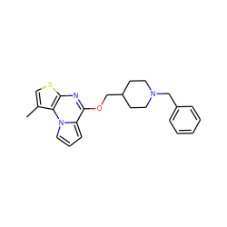 Cc1csc2nc(OCC3CCN(Cc4ccccc4)CC3)c3cccn3c12 ZINC000040407930