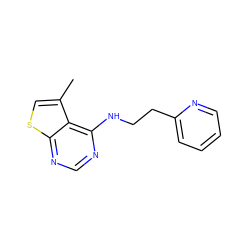 Cc1csc2ncnc(NCCc3ccccn3)c12 ZINC000001388841