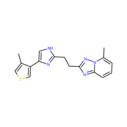 Cc1cscc1-c1c[nH]c(CCc2nc3cccc(C)n3n2)n1 ZINC000117876952