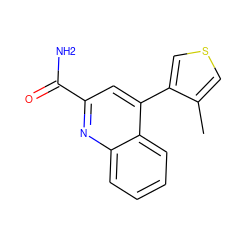 Cc1cscc1-c1cc(C(N)=O)nc2ccccc12 ZINC000205660293