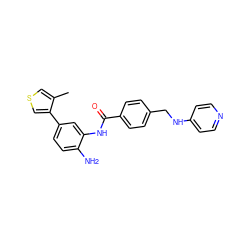 Cc1cscc1-c1ccc(N)c(NC(=O)c2ccc(CNc3ccncc3)cc2)c1 ZINC000141001304