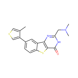 Cc1cscc1-c1ccc2sc3c(=O)[nH]c(CN(C)C)nc3c2c1 ZINC000045303335