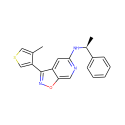 Cc1cscc1-c1noc2cnc(N[C@@H](C)c3ccccc3)cc12 ZINC000040423539