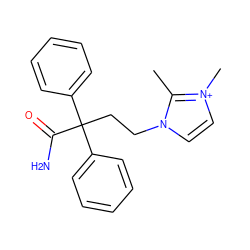 Cc1n(CCC(C(N)=O)(c2ccccc2)c2ccccc2)cc[n+]1C ZINC000026823551