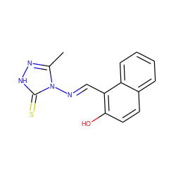 Cc1n[nH]c(=S)n1/N=C/c1c(O)ccc2ccccc12 ZINC000005730842