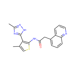 Cc1n[nH]c(-c2c(C)csc2NC(=O)Cc2cccc3ncccc23)n1 ZINC000066079870