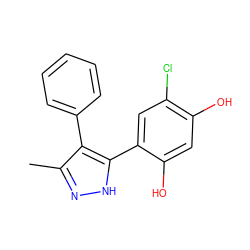 Cc1n[nH]c(-c2cc(Cl)c(O)cc2O)c1-c1ccccc1 ZINC000028462184