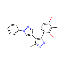 Cc1n[nH]c(-c2ccc(O)c(C)c2O)c1-c1cnn(-c2ccccc2)c1 ZINC000017779947