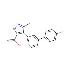 Cc1n[nH]c(C(=O)O)c1-c1cccc(-c2ccc(F)cc2)c1 ZINC000095556980