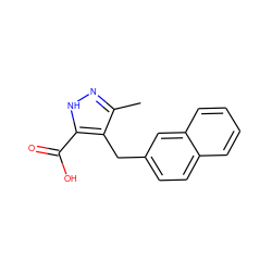 Cc1n[nH]c(C(=O)O)c1Cc1ccc2ccccc2c1 ZINC000095555291