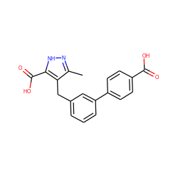 Cc1n[nH]c(C(=O)O)c1Cc1cccc(-c2ccc(C(=O)O)cc2)c1 ZINC000095553051