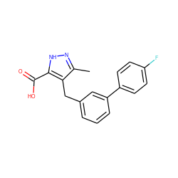 Cc1n[nH]c(C(=O)O)c1Cc1cccc(-c2ccc(F)cc2)c1 ZINC000072317474