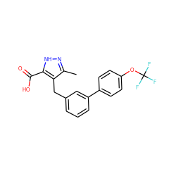 Cc1n[nH]c(C(=O)O)c1Cc1cccc(-c2ccc(OC(F)(F)F)cc2)c1 ZINC000095556605